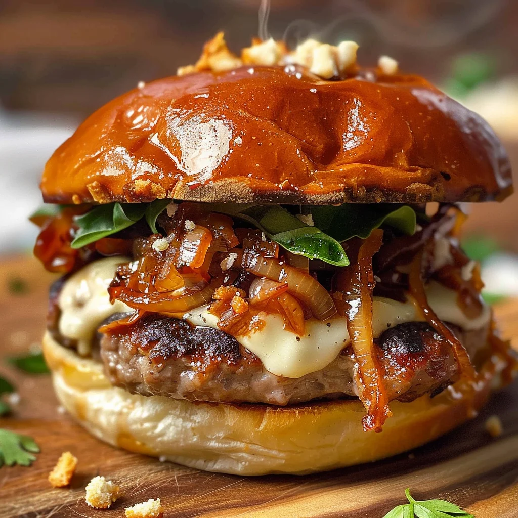 Turkey Burgers with Caramelized Onions and Aioli