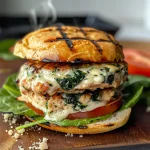 White Cheddar and Spinach Chicken Burgers