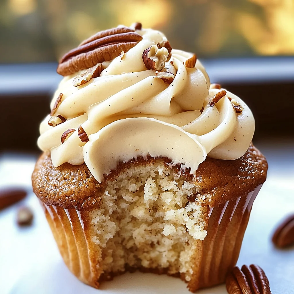 Banana Cinnamon Pecan Cupcakes with Cream Cheese Frosting