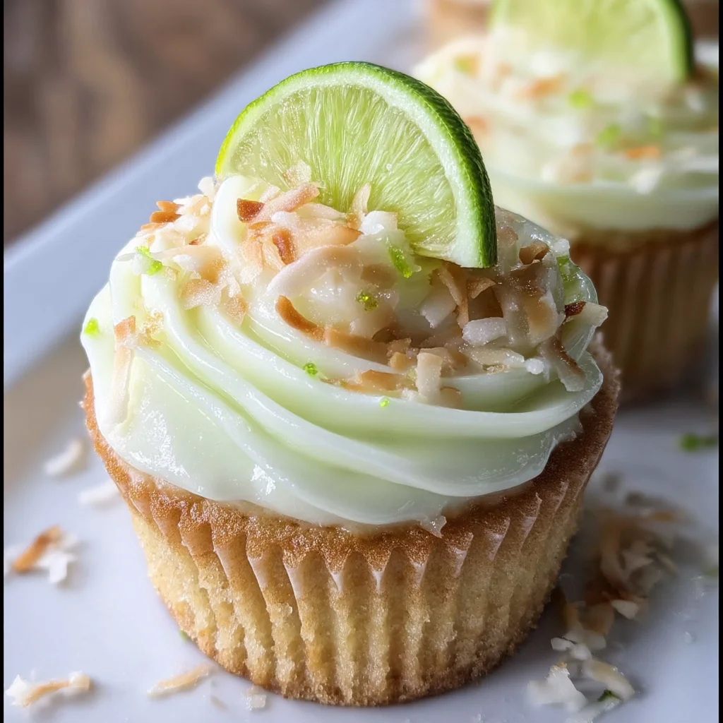 Coconut Cupcakes with Lime Buttercream Frosting