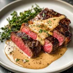 French Seared Steak with Cognac Cream Sauce