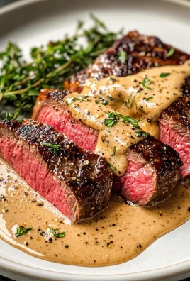 French Seared Steak with Cognac Cream Sauce