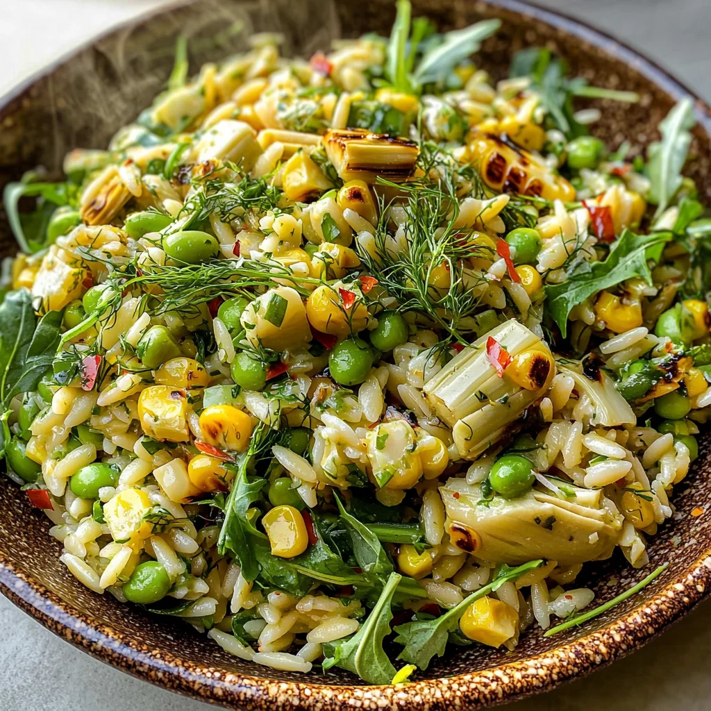 Grilled Corn Orzo Salad with Scallion Dill Dressing