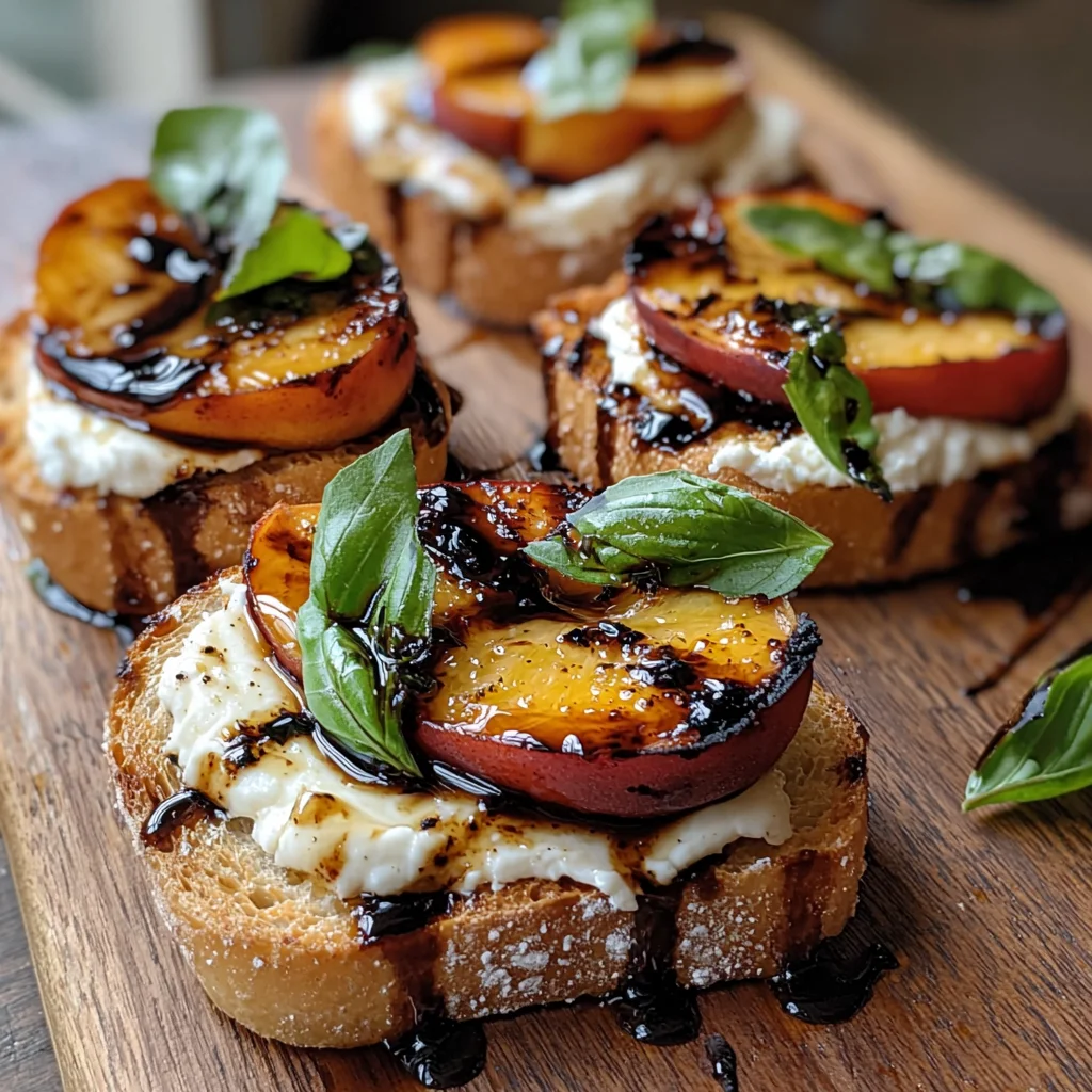 Grilled Peach and Burrata Crostini