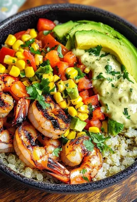 Grilled Shrimp Bowl with Avocado, Corn Salsa & Creamy Sauce