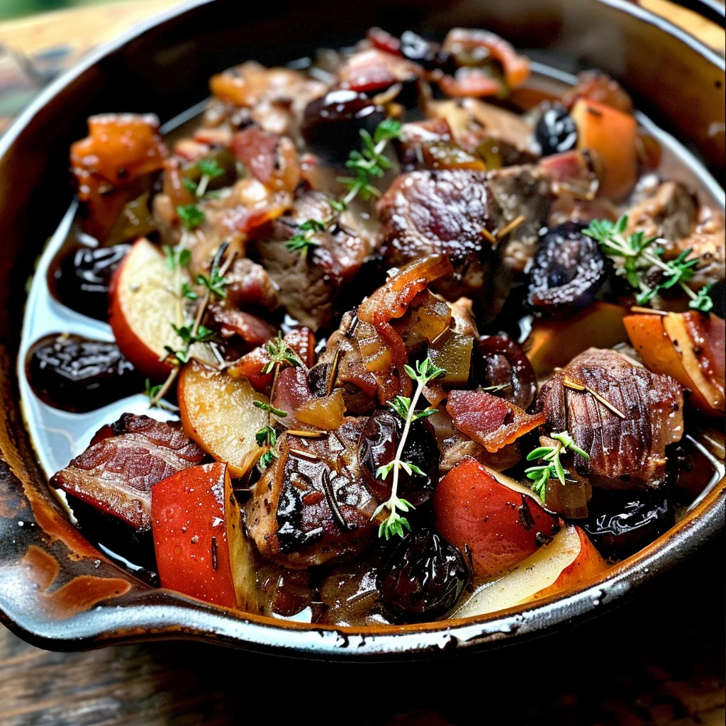 Pork Stew with Bacon, Apples, and Prunes