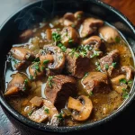Steak and Ale Soup with Mushrooms