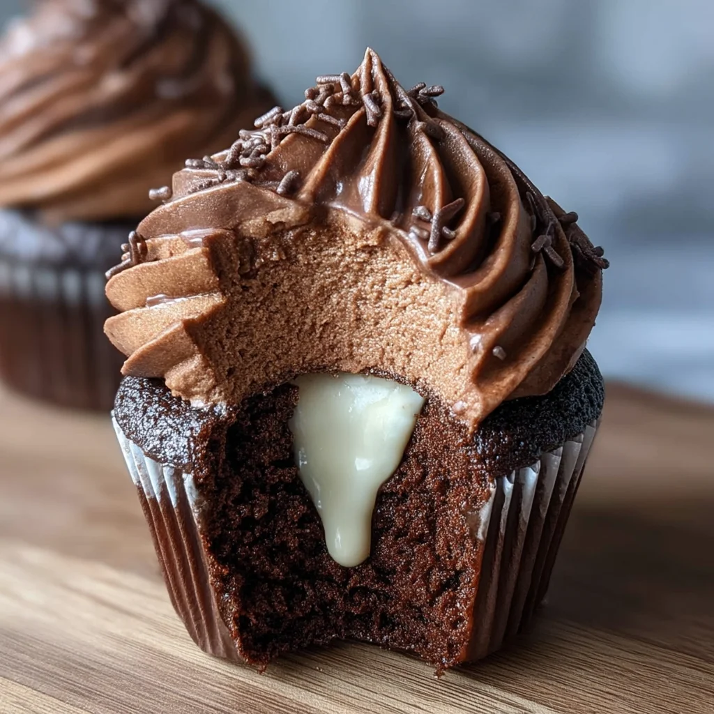 Swirled Chocolate Cupcakes with Creamy Chocolate Filling