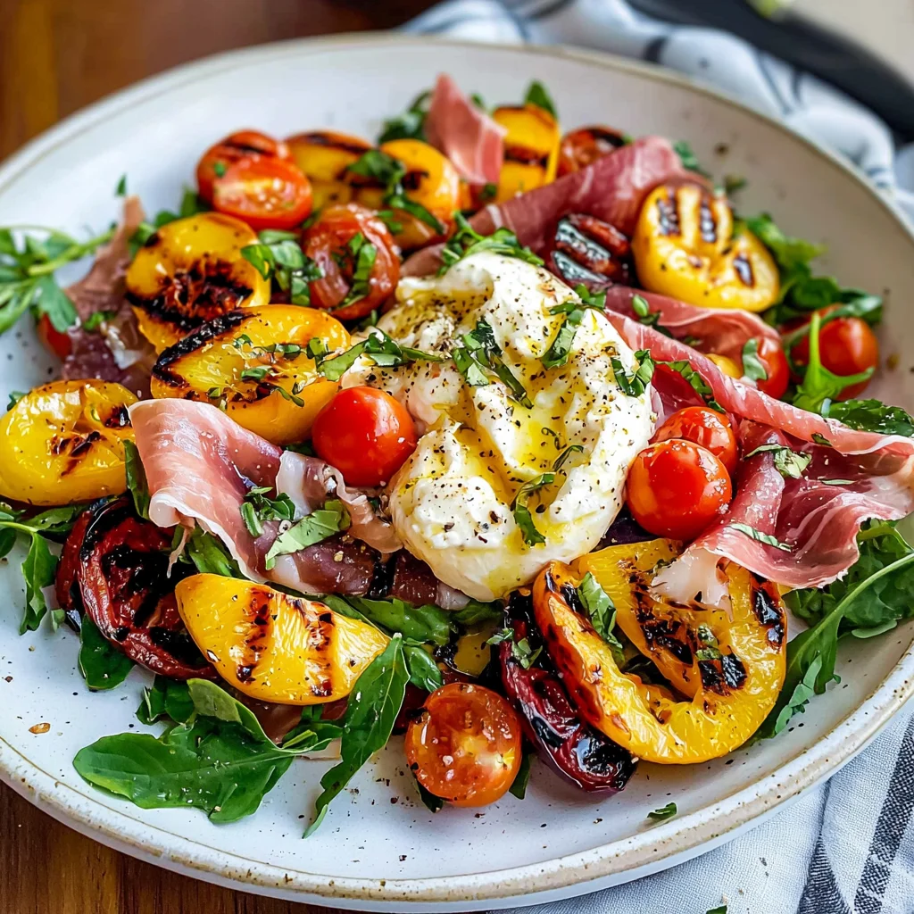Grilled Nectarine Burrata Prosciutto Salad
